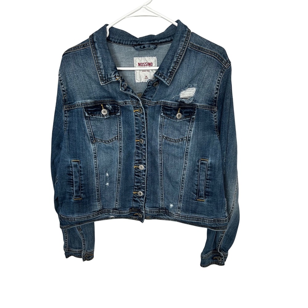 Mossimo Supply Co Distressed Denim Jacket Stretch Women's Size‎ XXL